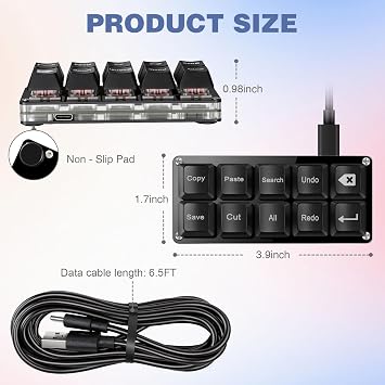 Mini 10-Key Copy Paste Programmable Keyboard Hotswappable Mechanical Switch