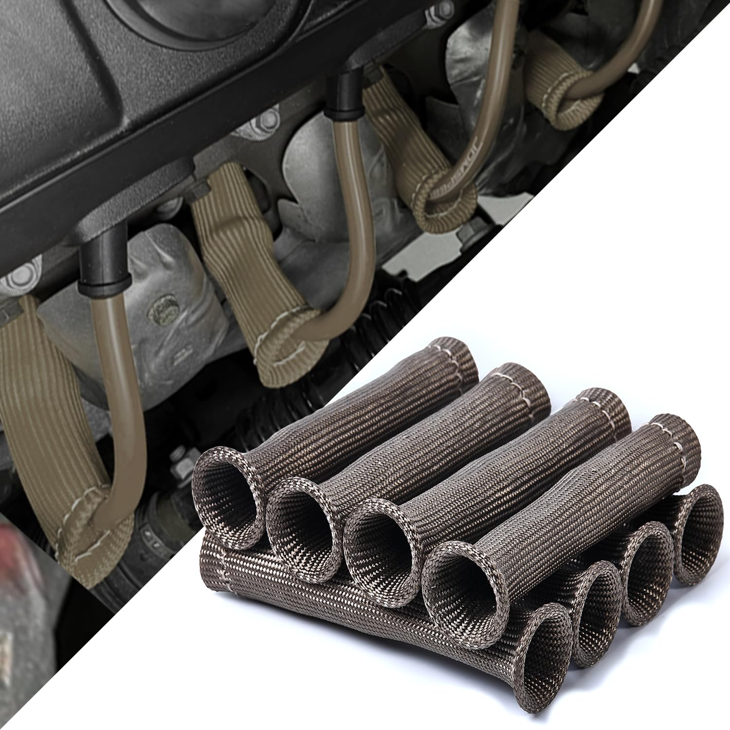 Titanium Spark Plug Wire Boots Heat Shield Sleeves 3500°F Heat Shield Cover Wrap for SBC BBC 350 454 LS1/LS2 Cars Trucks