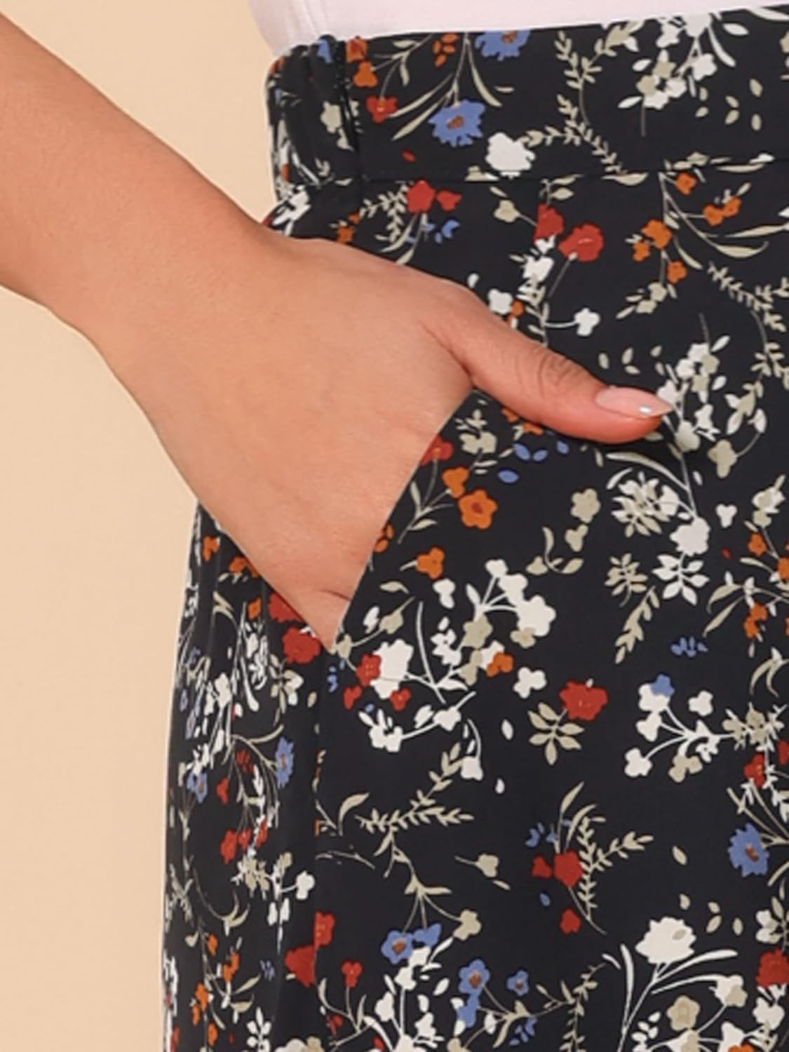 Allegra K Women's Floral Skirt A-Line Midi Skirt Chiffon Elegant 2025 Fall Skirts with Pockets - Image 5