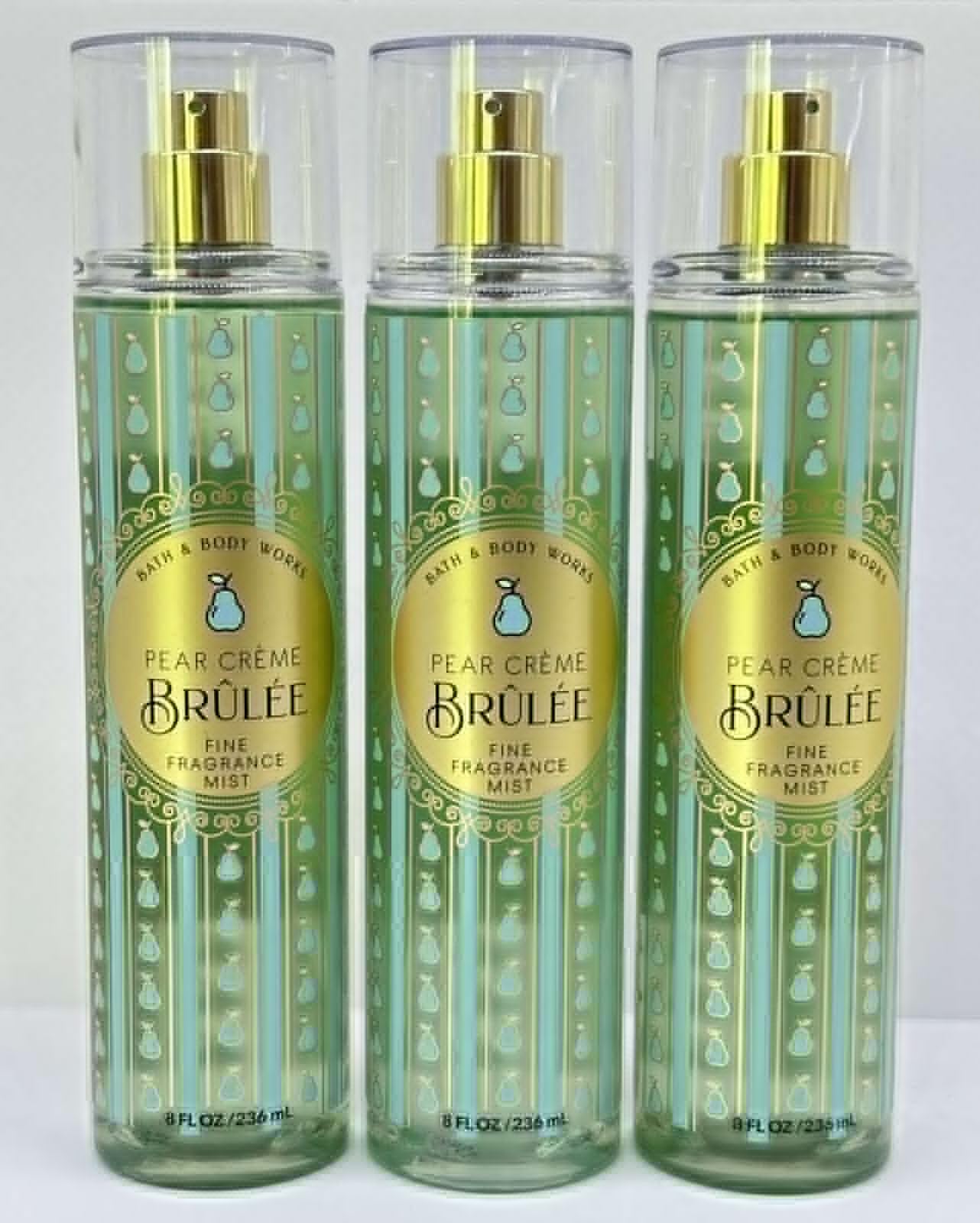 3 PEAR CREME BRULEE Fine Fragrance Mist Bath Body Spray 8 oz