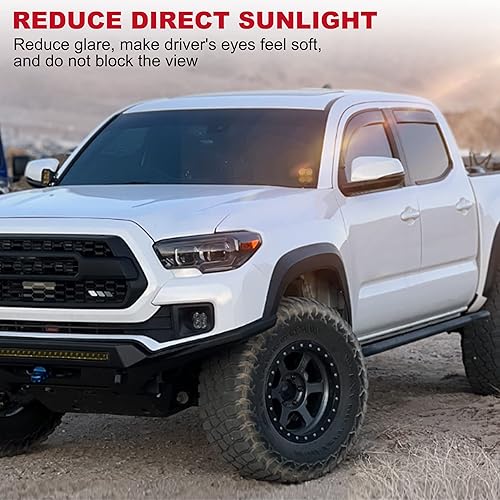 Miniatura 4 de ALAVENTE Deflectores de ventana laterales para Toyota Tacoma 2016-2022, protector de visera de lluvia de viento para Tacoma, paquete de 4