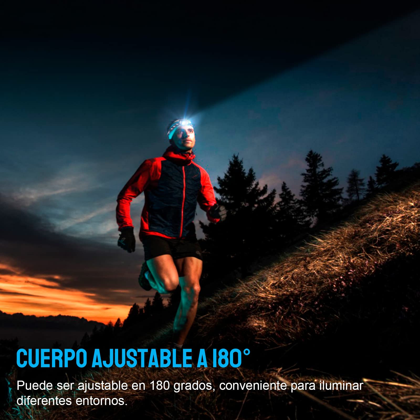 TrustFire MC12 Linterna frontal LED linterna recargable de 1000 lúmenes ajustable de 180 °, Cable de carga USB magnético para acampar al aire libre Senderismo Correr