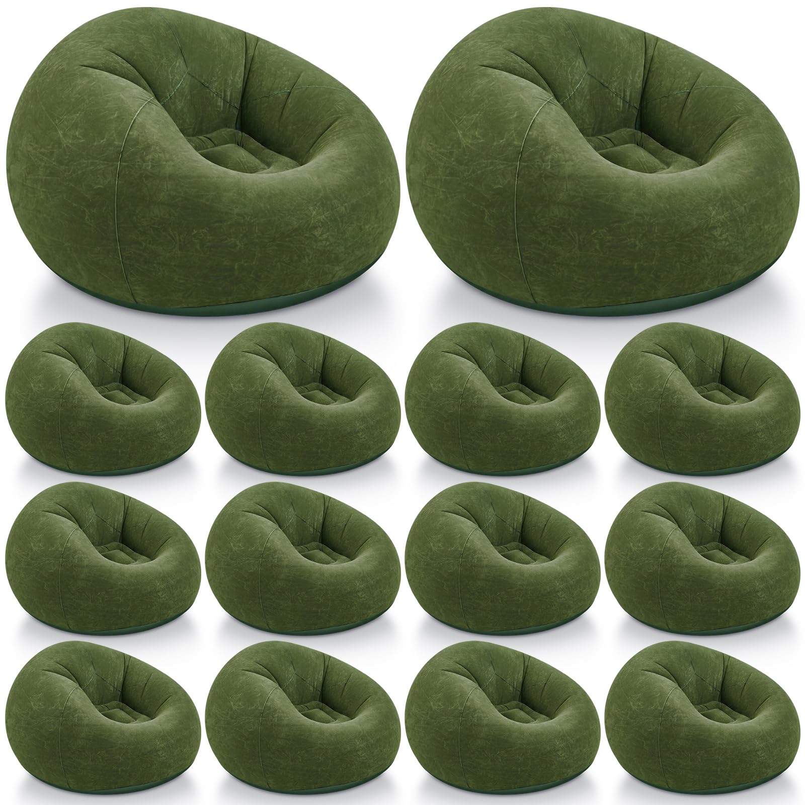 Realspring Inflatable Bean Bag Chairs,Dark Green,12 Pcs