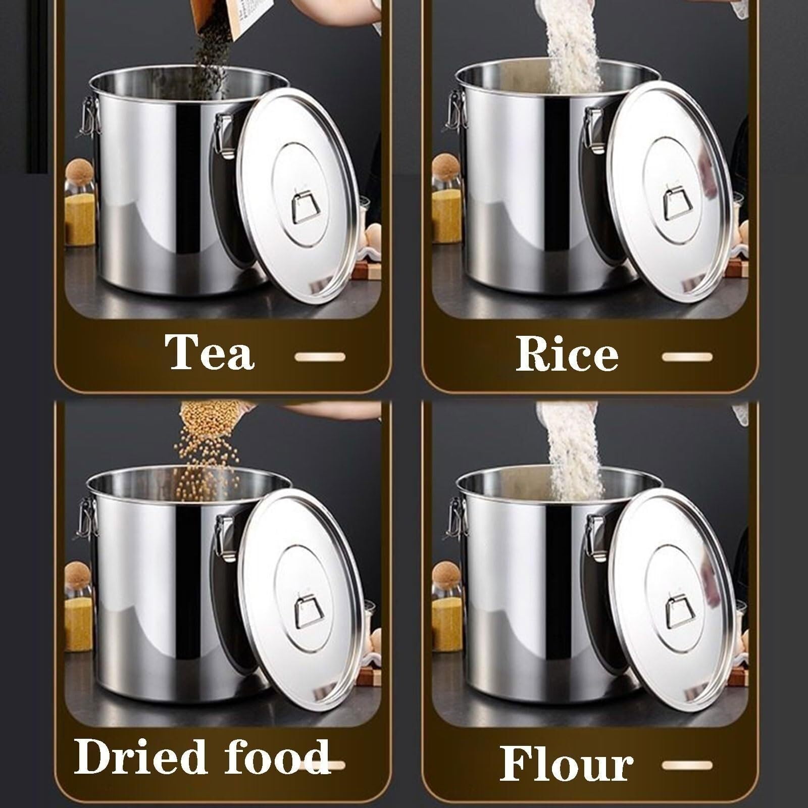 Boîte de Conservation hermétique en Acier Inoxydable 304-33 L / 8,72 Gal - Idéale pour Le café en Grains, Le Riz, la Farine et Les Biscuits - Organisateur de Cuisine Durable