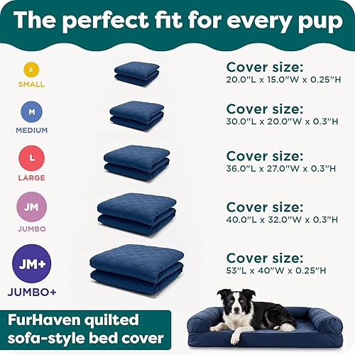 Miniatura 6 de Furhaven - Funda de repuesto para cama de perro, acolchada, estilo sofá, lavable a máquina, color azul marino, tamaño jumbo plus (XXL)