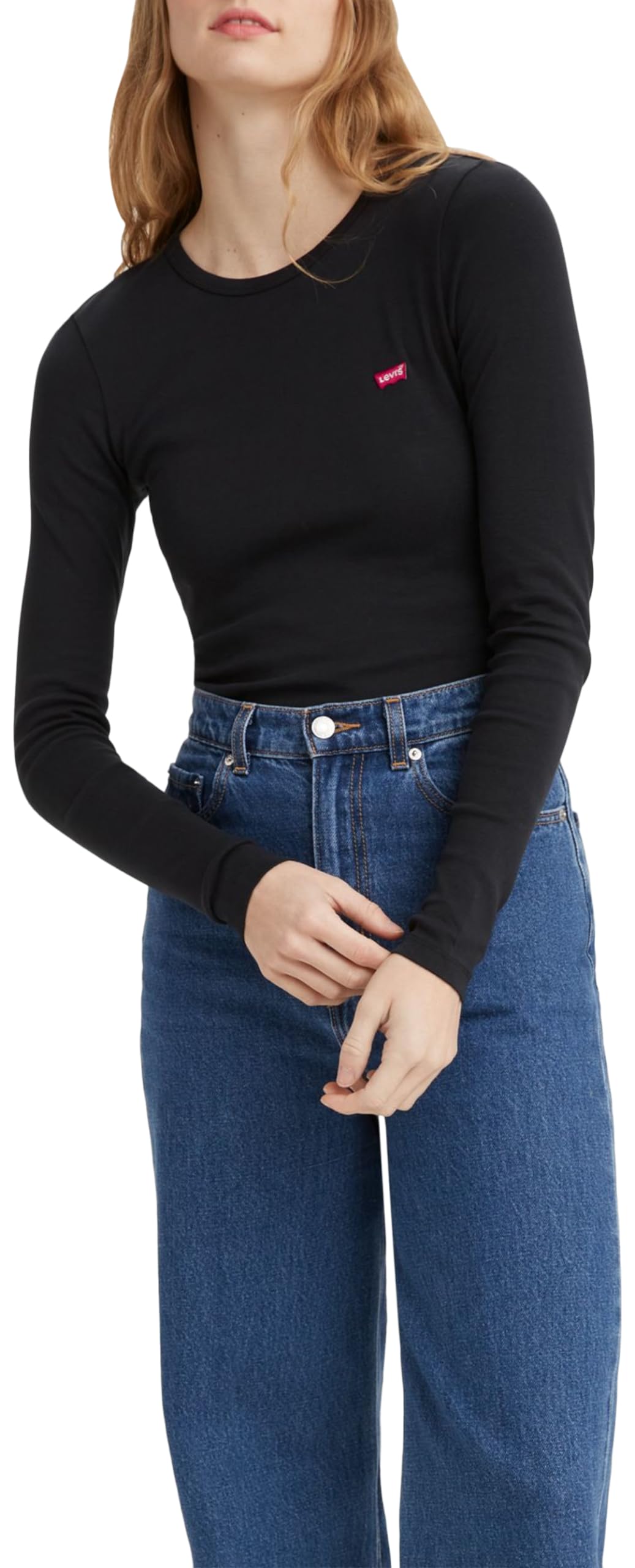 Levi's Women's Long-Sleeve Baby Tee T-Shirt, Caviar, XL