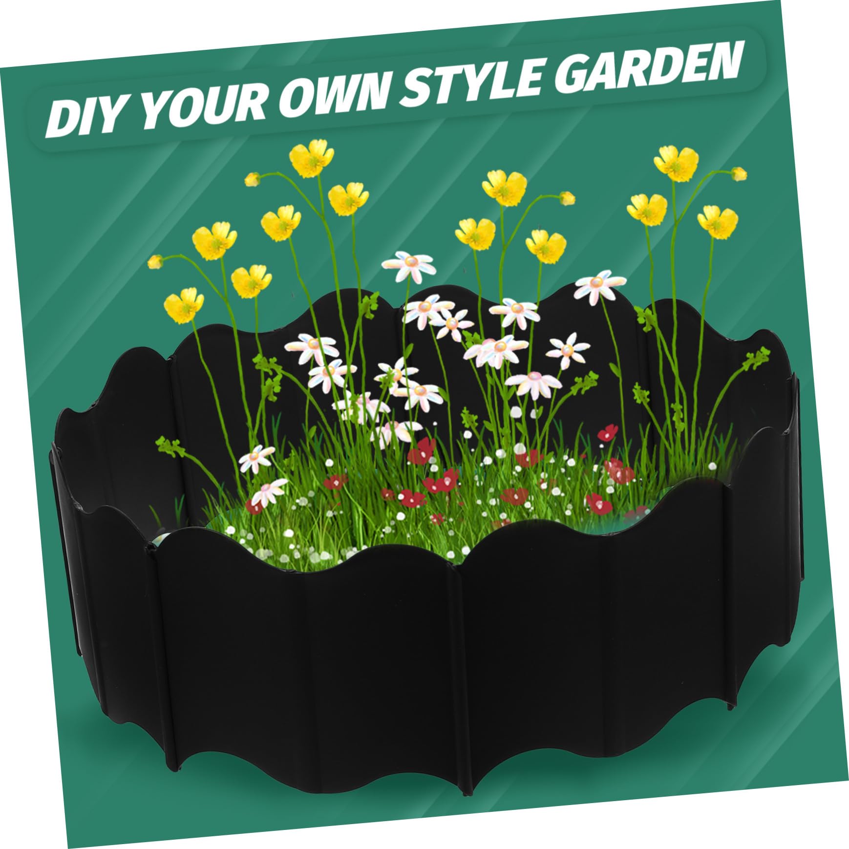 Pannelli di recinzione da giardino in plastica ad incastro, bordatura per prato e aiuole, decorazione per paesaggi esterni, facile installazione, soluzione resistente alle intemperie