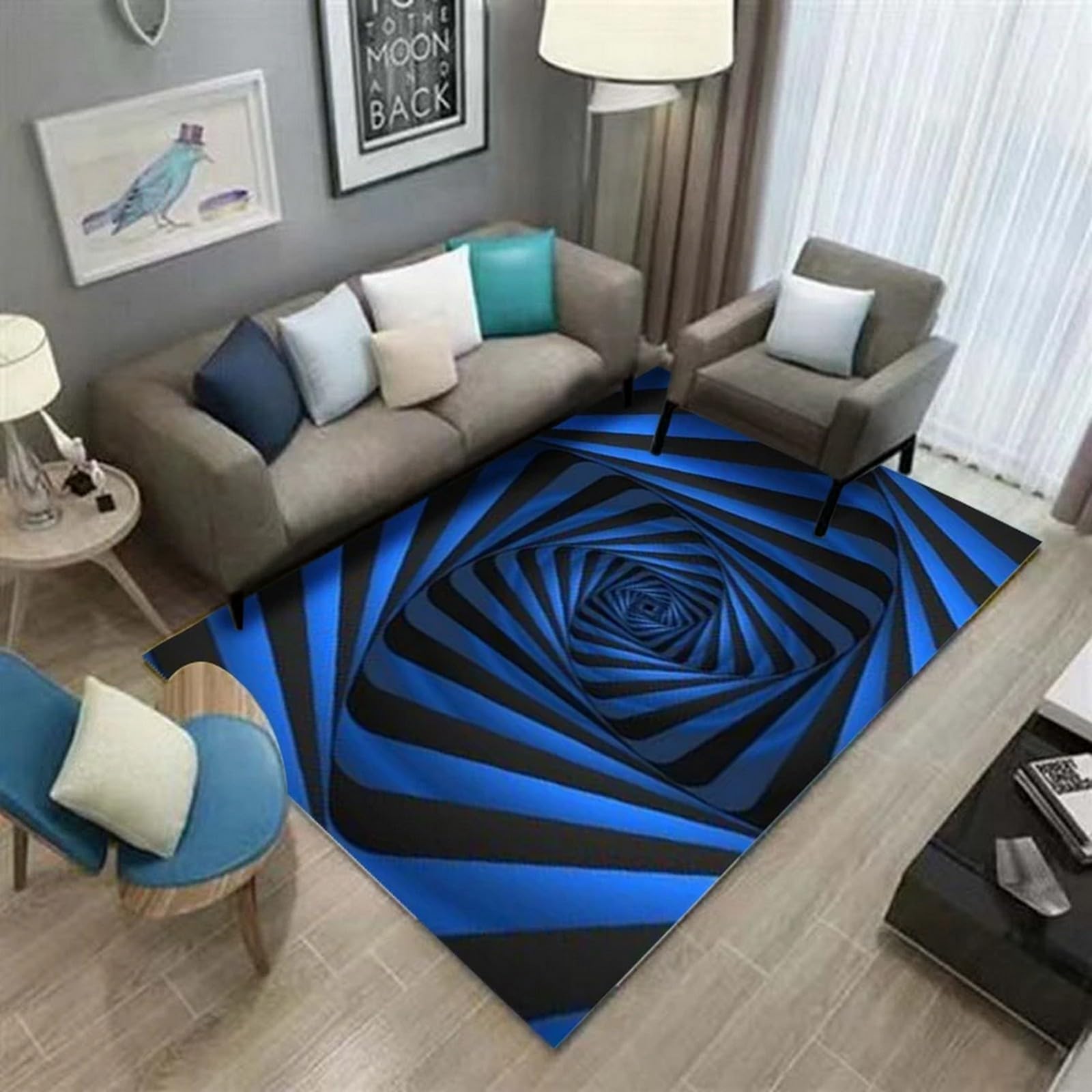 Tapis de chambre doux imprimé 3D lavable et antidérapant