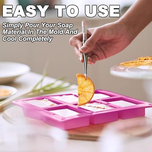 Miniatura 3 de Moldes de silicona para jabón Lerykin, molde de barra de jabón ovalado y rectangular, molde de 6 cavidades para manualidades caseras de jabón,