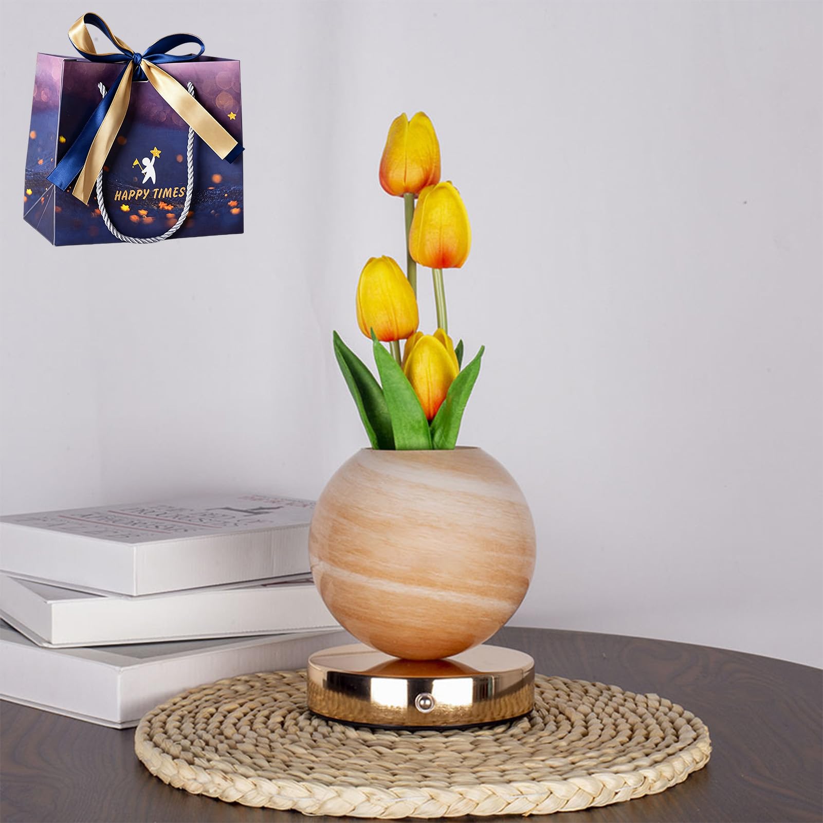 fjaldjfu Decorative LED Tulip Night Light, Tulip Table Lamp (Yellow)