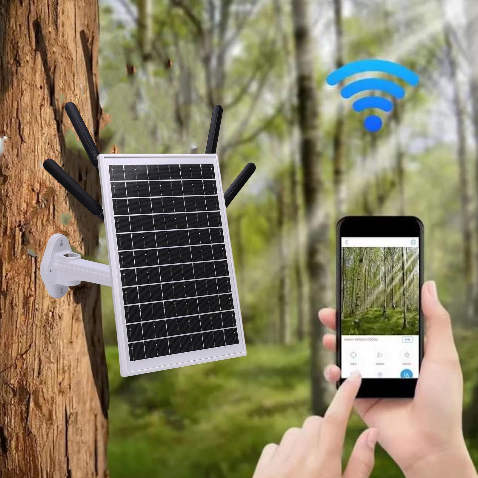 ZJchao Enrutador Moderno 4G LTE con Energía Solar de 12W Batería de 18000mAh 300Mbps Extensor WiFi con Ranura de Tarjeta SIM IP66 para la Red de Carreras de Campamento Al Aire Libre (Antenas Blancas)