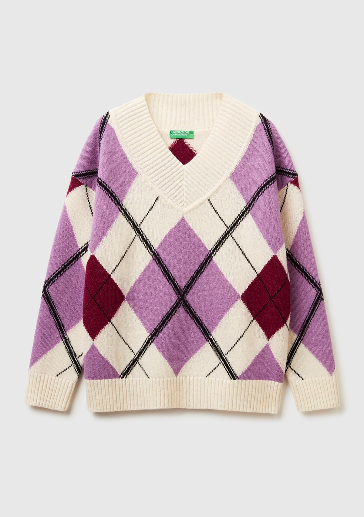 United Colors of Benetton Sweter Kobiety Maglia Scollo V M/L 1444e204e