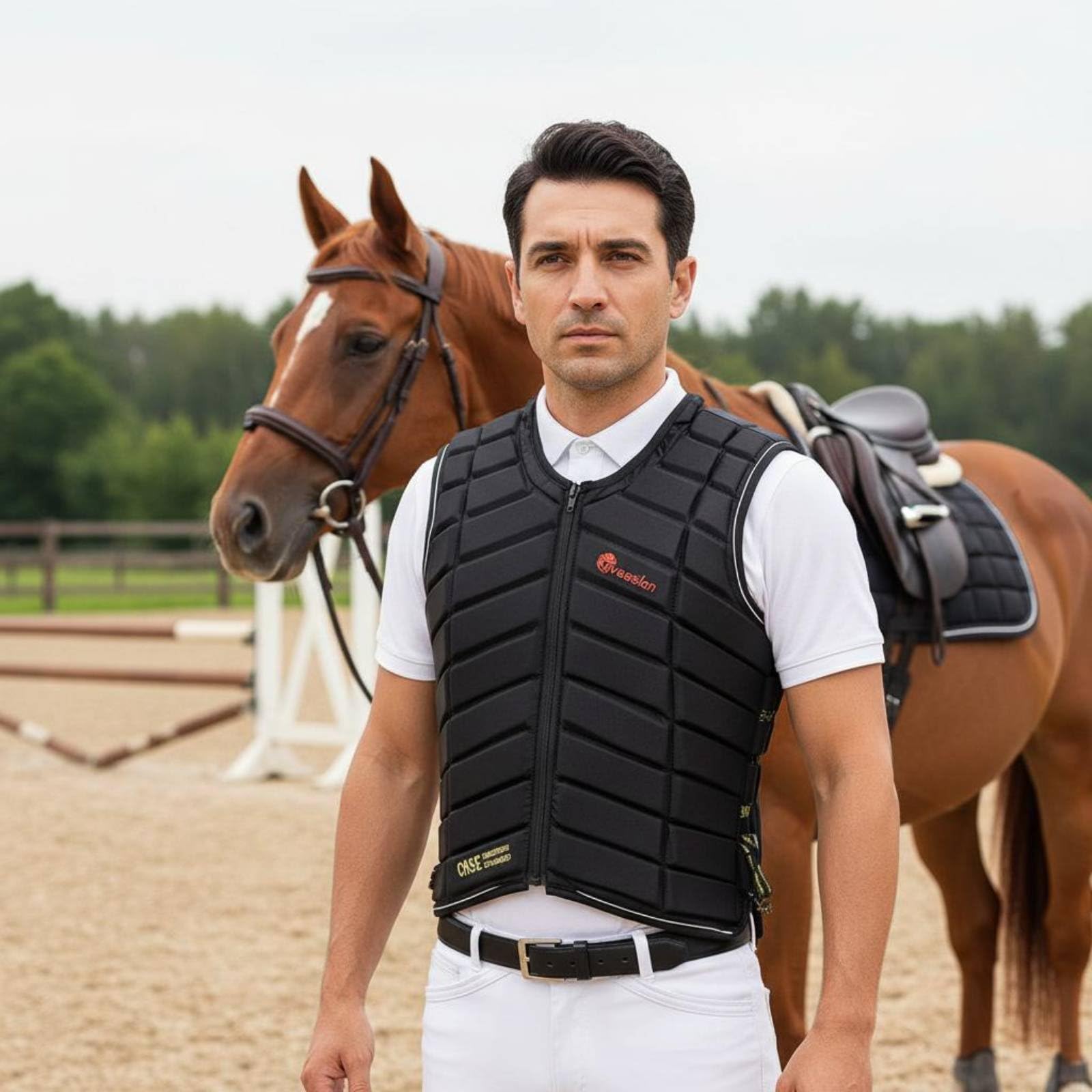 Gralara Chaleco de Ecuestre Chaleco Protector Chaleco de Equitación Protector de Torso Protector para Montar con Cobertura Amplia en Hombros y Pecho y