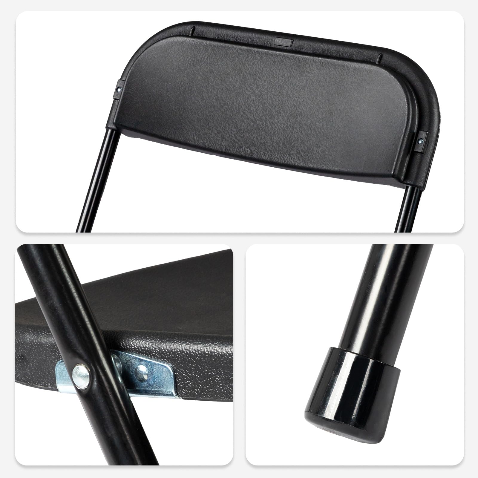 LEADZM Klappstühle 4er-Set, Gartenstuhl Klappbar, Stahlgestell, bis 158 kg, Schwarz