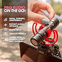 Vista 4 de Movo DoubleMic V2 Two-Sided Shotgun Mic for Camera Vlogging - Dual Capsule External Microphone for iPhone, Android, Smartphones and DSLR Camcorders