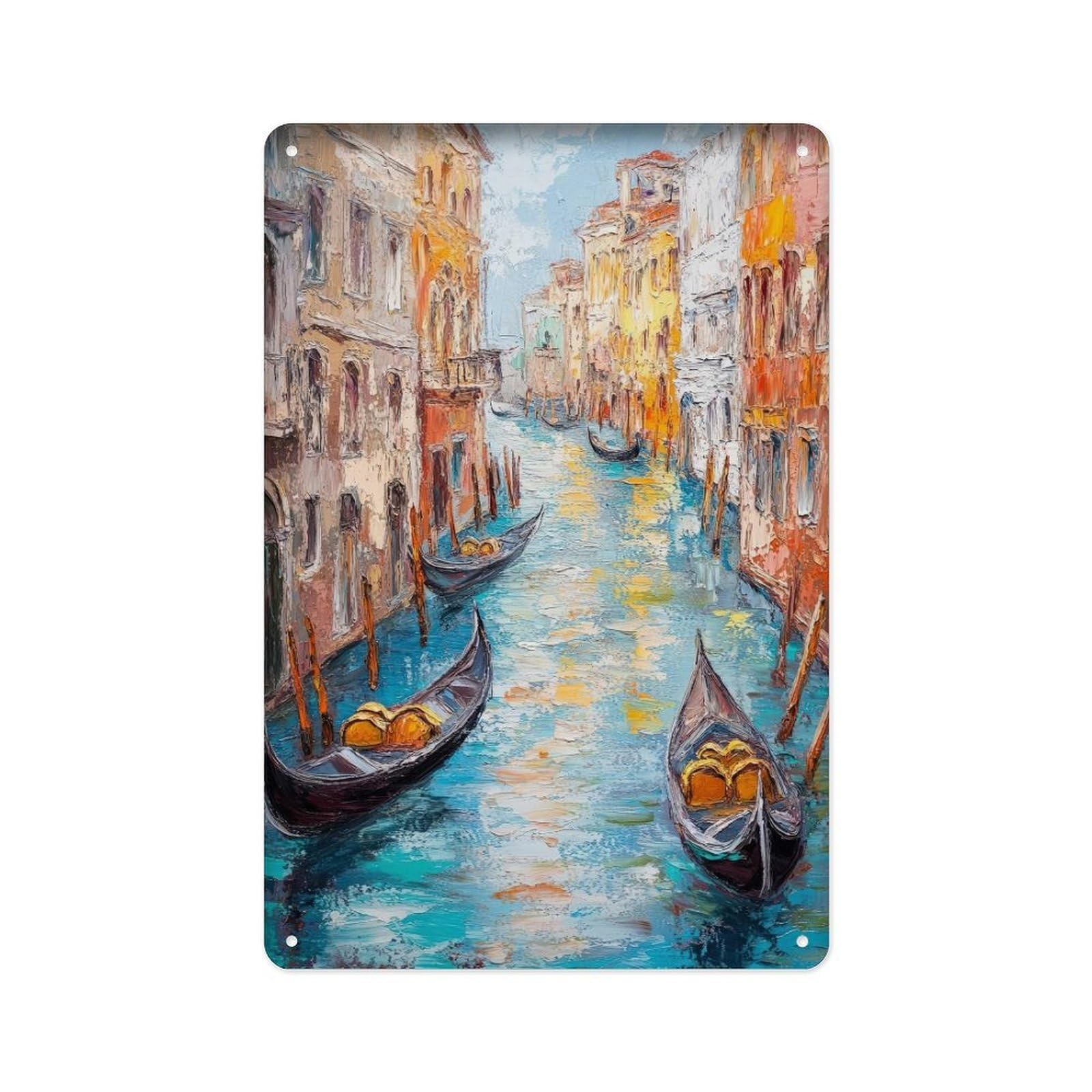 peiyeety Metal Tin Sign Abstract Venice Travel Poster Wall Decoration, Abstract Venice Landscape Home Decoration, Italian City Gift, Art Enthusiast, Modern (1) 8 X 12 Inch