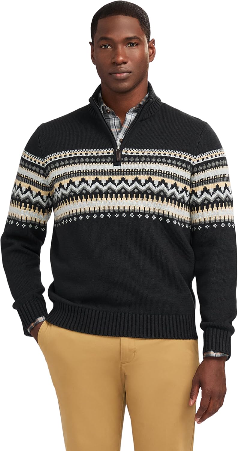 IZOD Men's Quarter Zip Textured Sweater