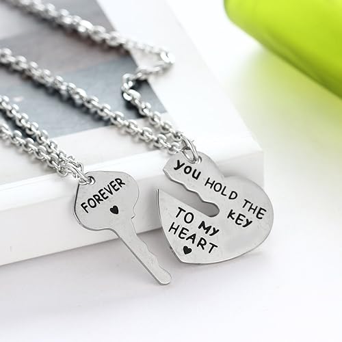 Miniatura 4 de BESPMOSP Juego de 2 collares con colgante a juego con texto en inglés "You Hold The Key To My Heart"