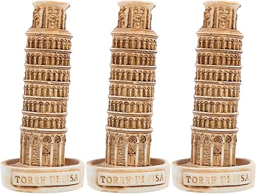 Amosfun 3 piezas Torre inclinada de Pisa Modelo de resina Decoración Torre Coleccionable Figura pecera Paisaje Arquitectura Modelo de Edificio de