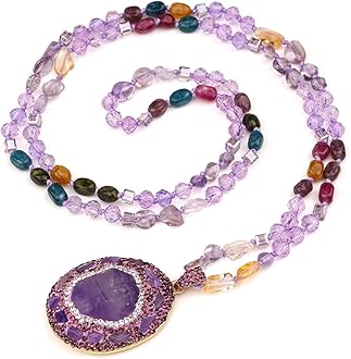 Long Necklaces for Women Boho, Oval Waterdrop Turquoise Pendant, Natural Stone Beaded, Handmade,Vintage & Elegance, Boho Fashion Charm Beaded Necklace for Women