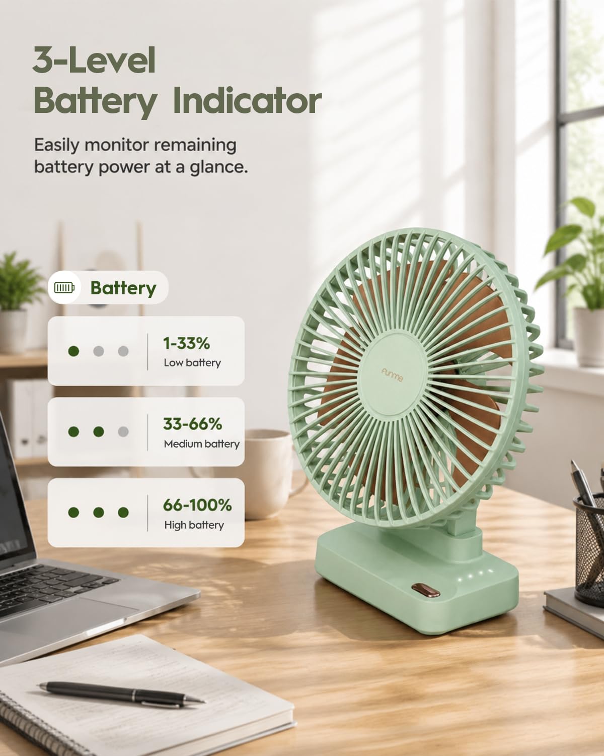 Amazon | Funme デスクファン 小型ながら強力 6700mAh パーソナル