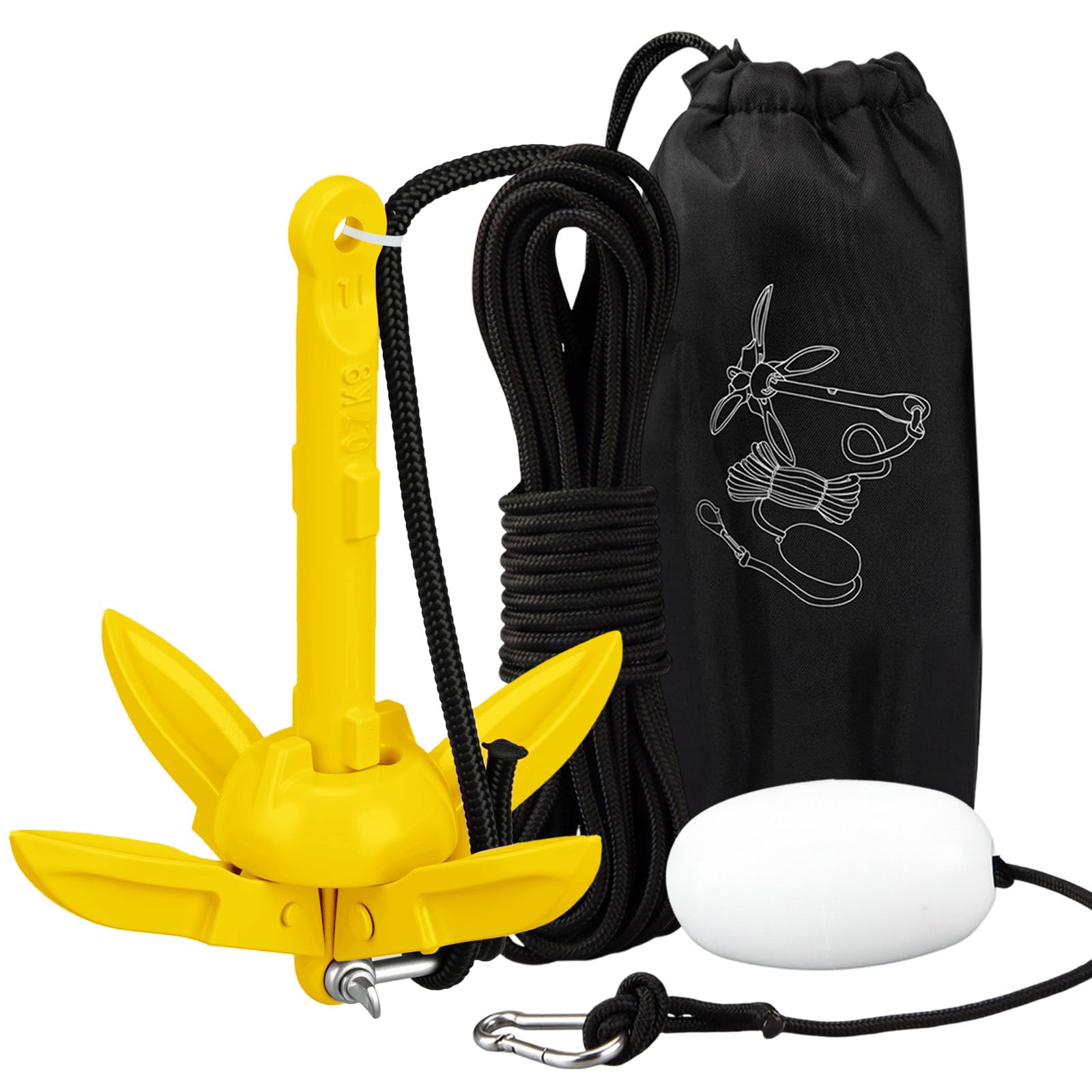 MorningRo Folding Grapnel Anchor Kit, Kayak 40ft Rope