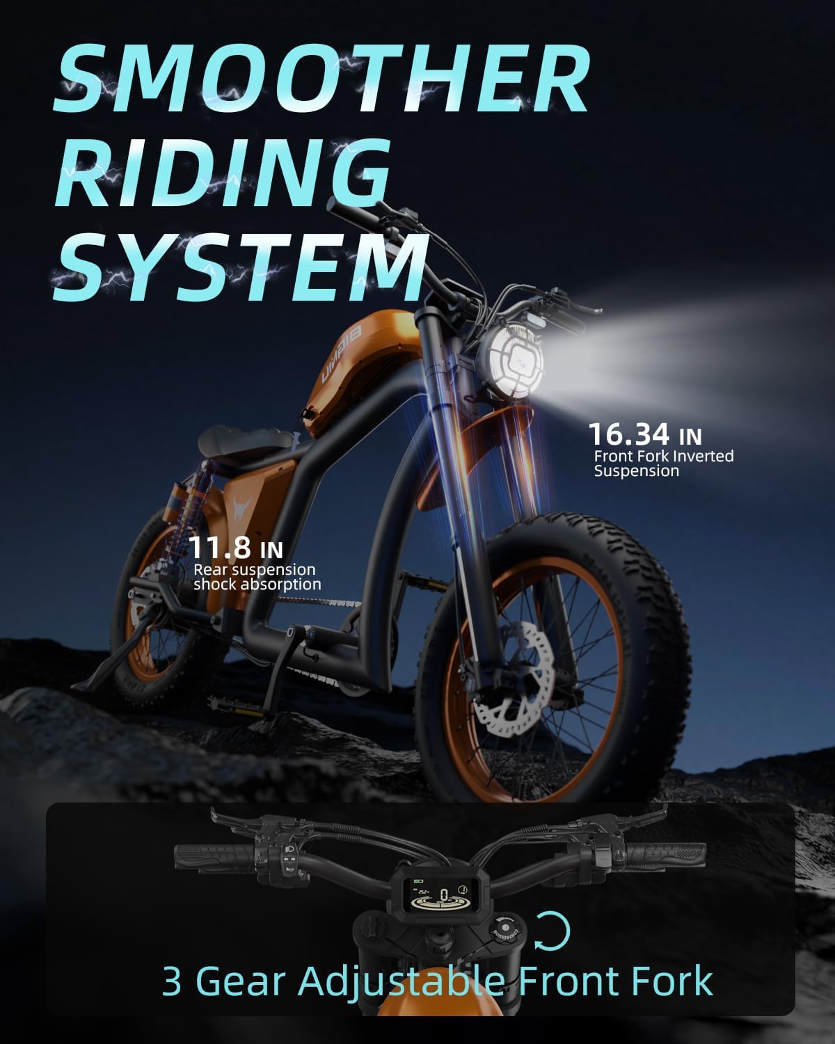 BIGNIU BG-X Electric Bike for Adults 1500W Brushless Motor with 48V/31.5Ah Battery, 34+ MPH Up to 40 Miles Range 20" *5" Fat TireFront/Rear Turn Signal, Dual Suspension