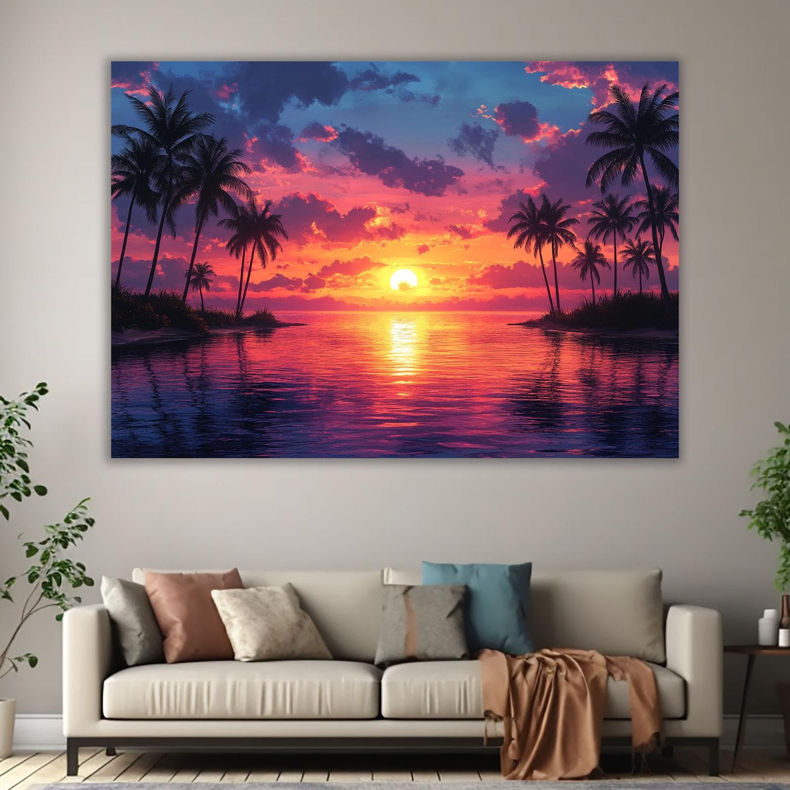 Amazon.co.jp: JGKBBSY(へはぼそ) ブルー、パープル 海 アートパネル