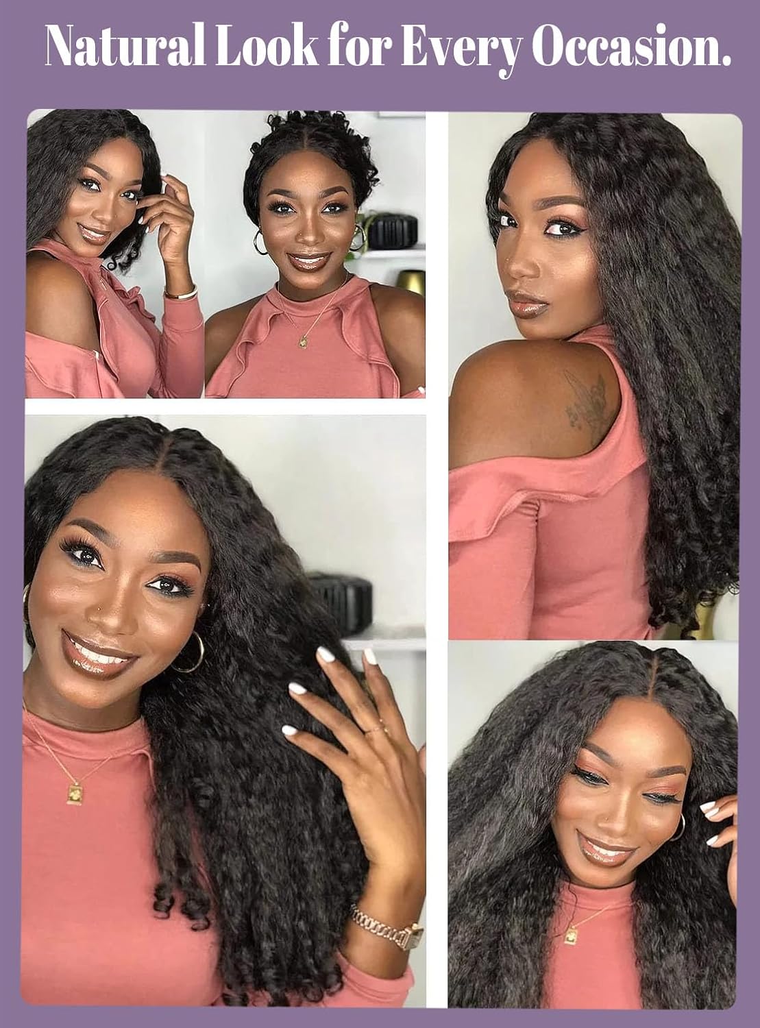 Afro Kinky Curly Wig for Black Women,V Part Wig Synthetic Braided Hair Teture with Unique Bouncy Curls in the End,Wear and Go Glueless Wigs Soft Full Curly Wigs No Leave out Clip Half Wig(Natural #1B)