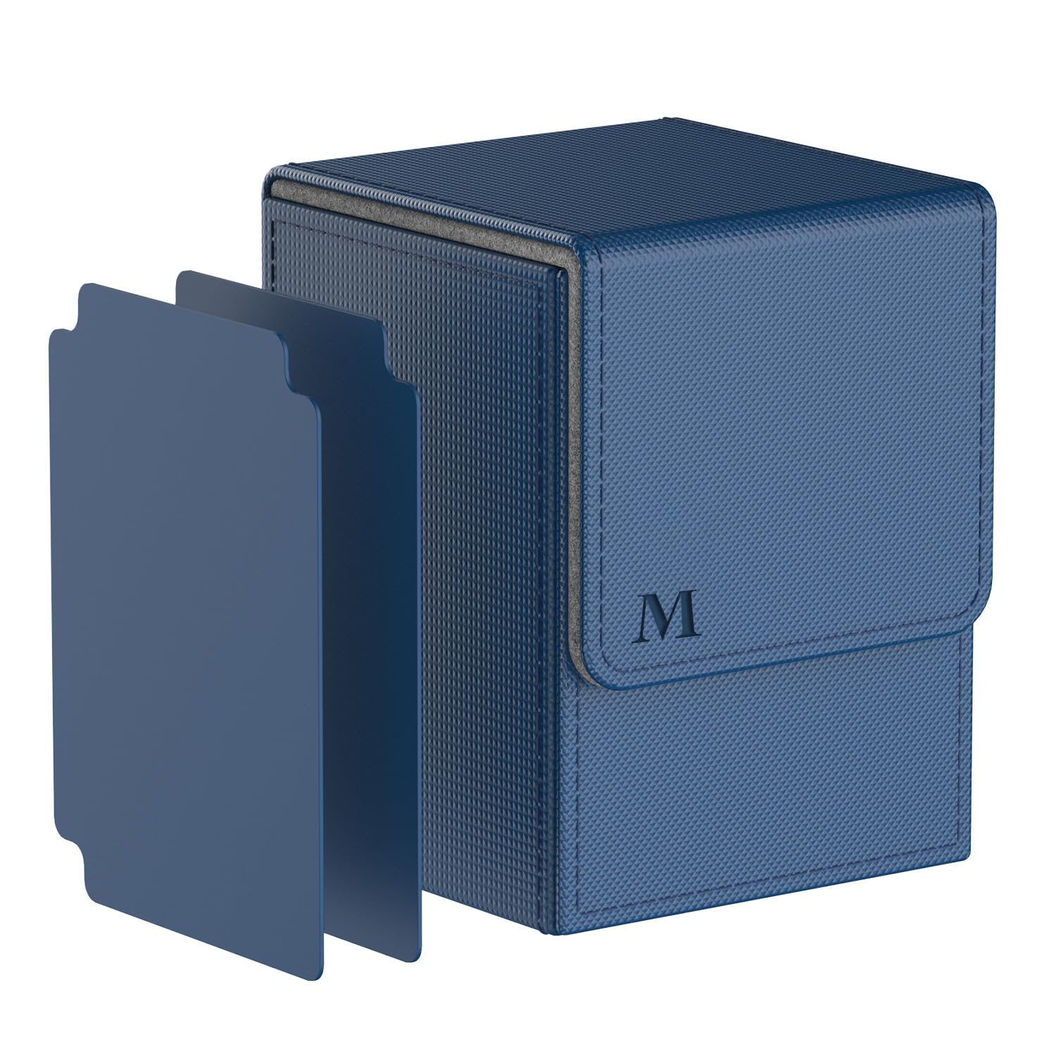 Pulchra Card Deck Box with 2 Dividers per Holder for TCG, Large Size Holds up to 100+ Cards (LOGO-M Design,Blue)
