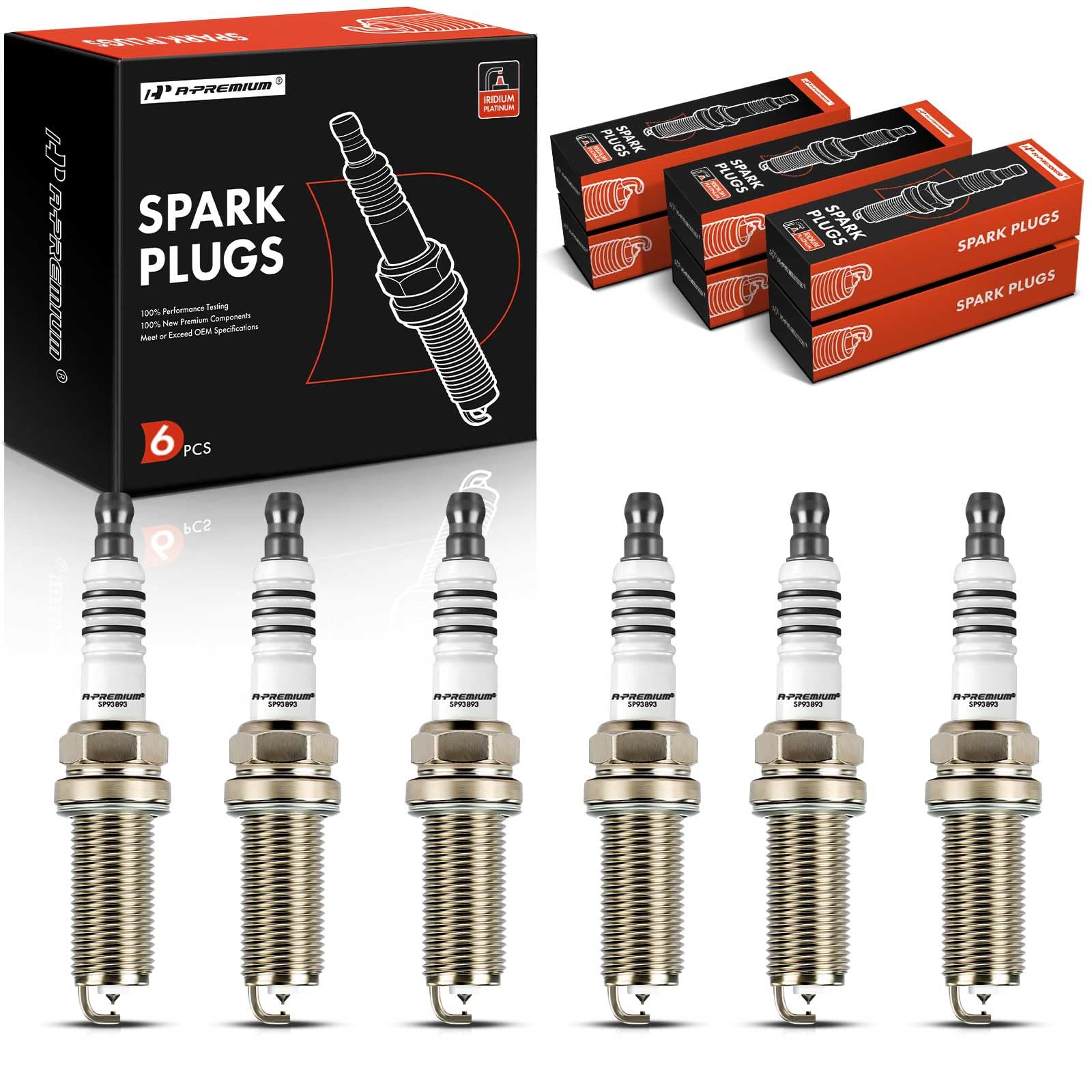 A-Premium Iridium Spark Plug Compatible with Subaru Outback 2005-2009, Legacy 2008-2009, Tribeca 2008-2009, B9 Tribeca & Volvo XC60, XC90, S60, XC70, S80, V70 & Land Rover LR2, Pack of 6