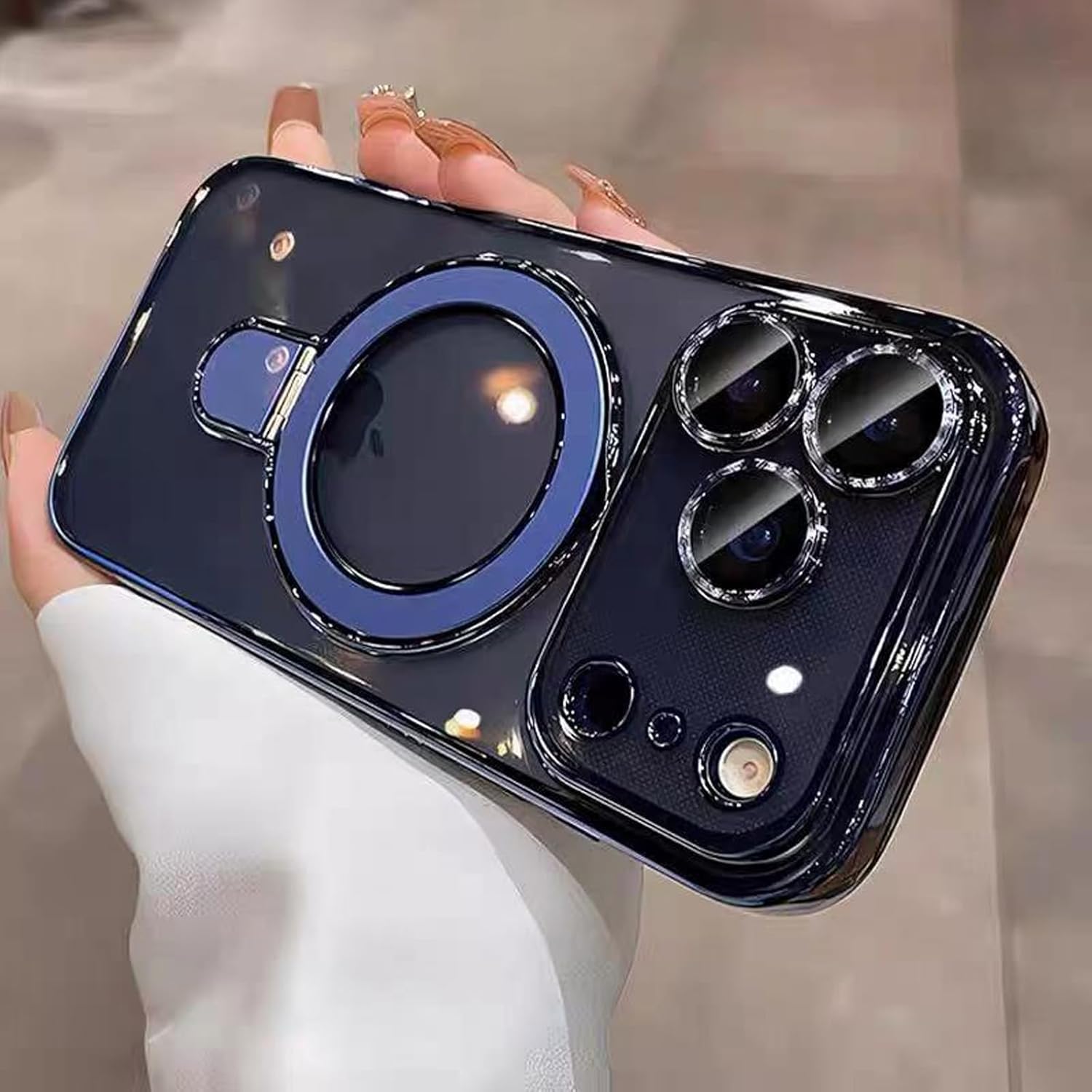 for iPhone 17 Pro Case Magnetic Stand,[Compatible with Magsafe] [Military Protection][Camera Lens Protector] Phone Case Cover for iPhone 17 Pro 6.3" - Deep Blue