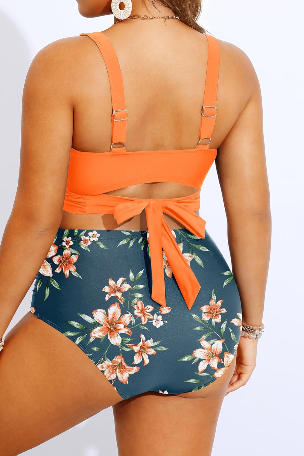 Women Plus Size High Waisted Bikini - Two Piece Swimsuit Tummy Control Bathing Suit Wrap Tie Back 2025 Swimwear - Image 2