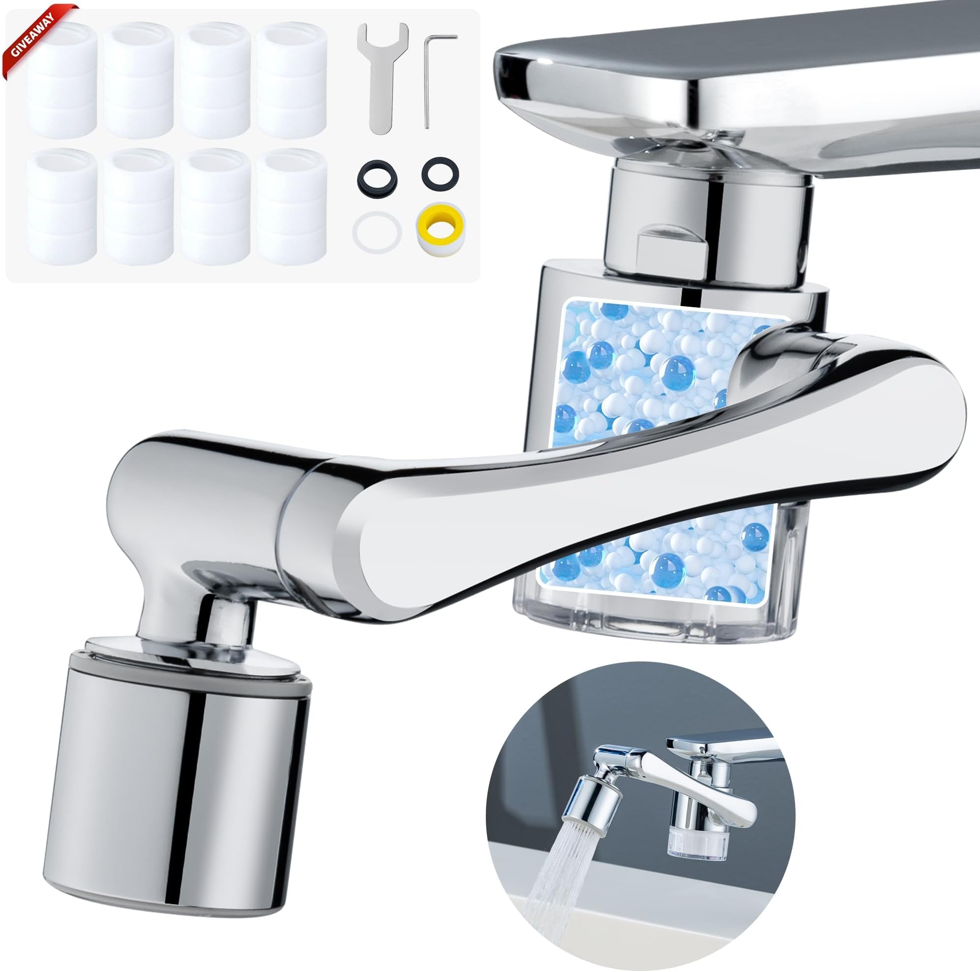 Deluxe Brass Kitchen and Bathroom Sink Faucet with Water Filter and