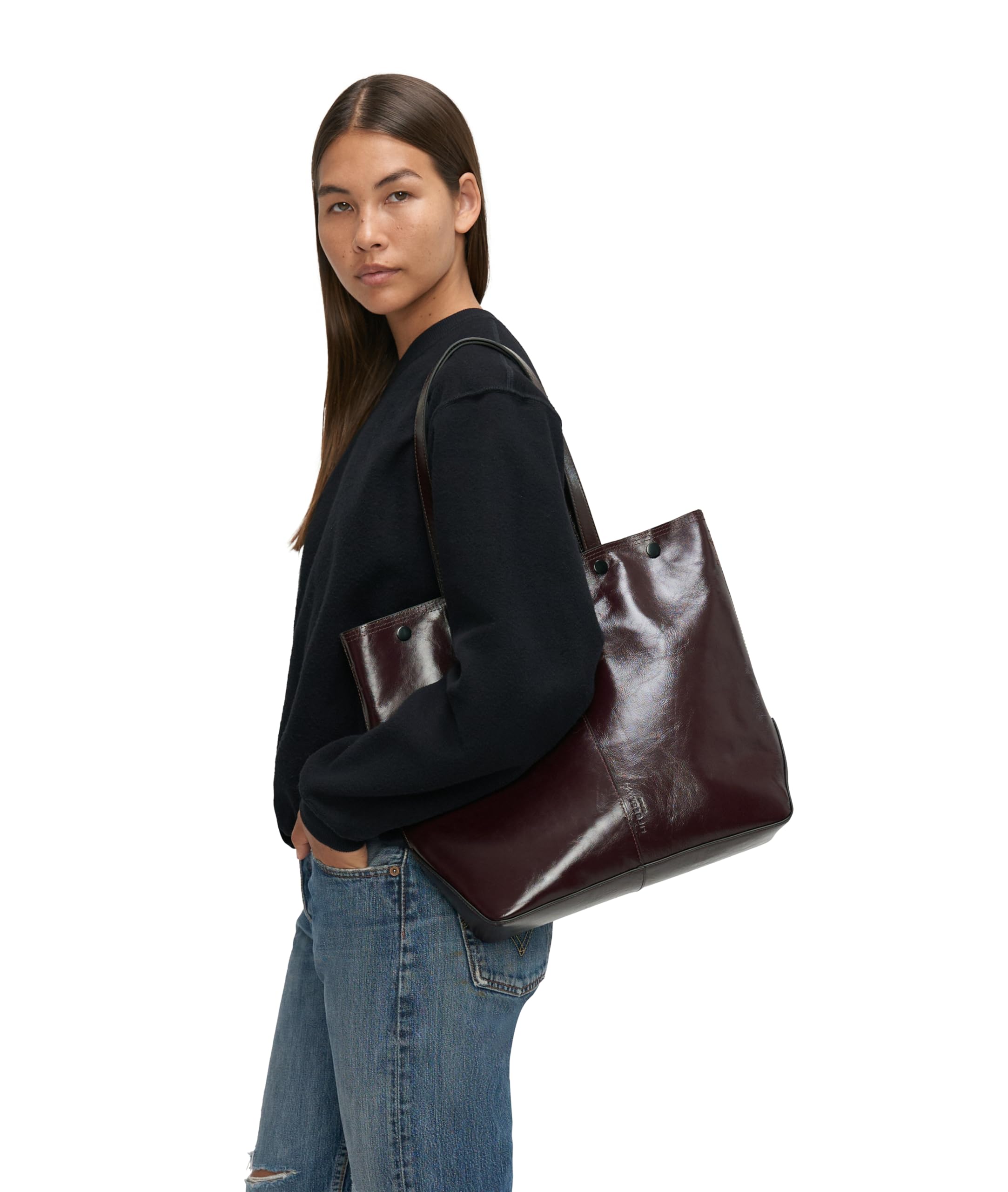 Liebeskind Berlin Tote L Rive Paper Touch Crinkle Burgundy, burgundowy