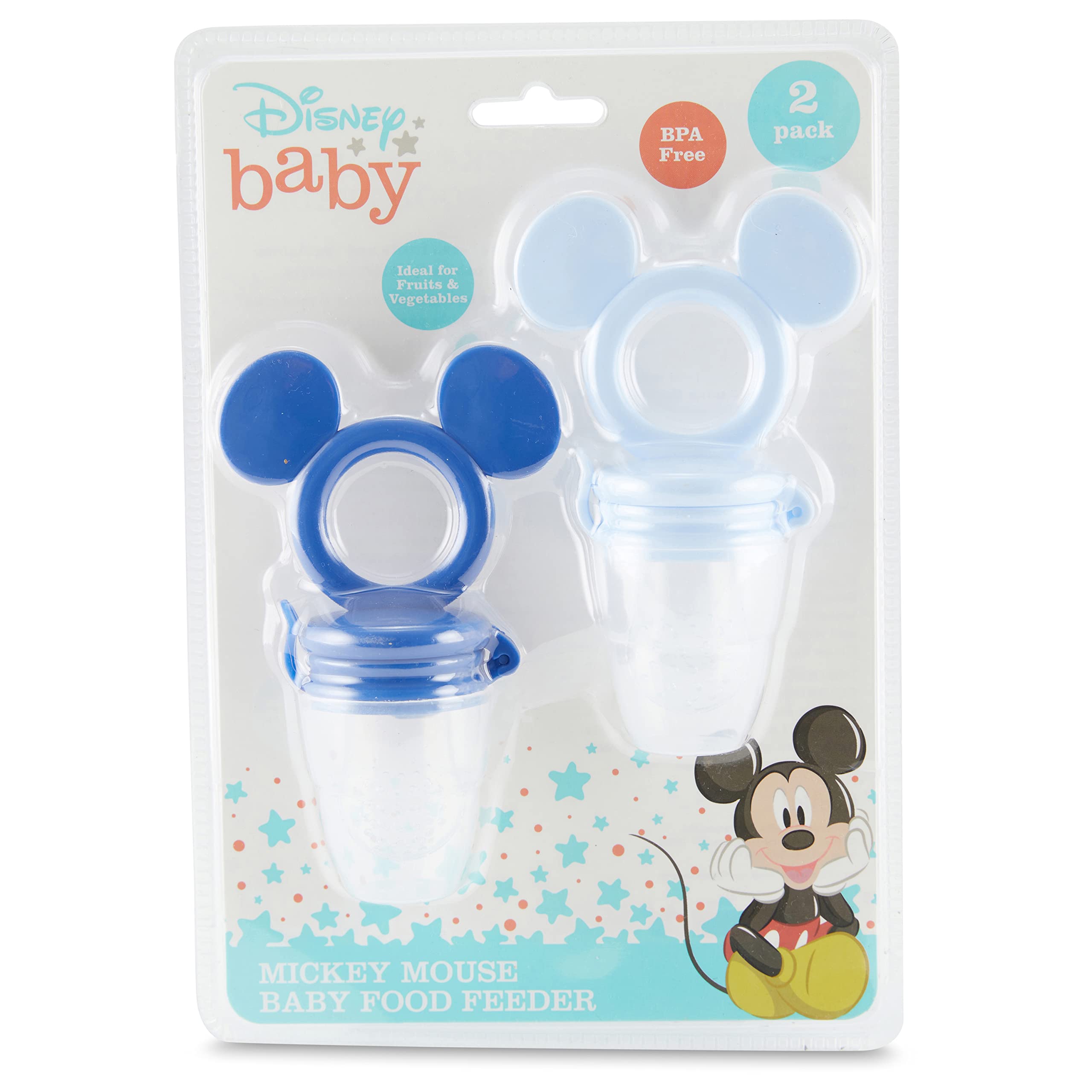 Disney Mordedor de Mickey y Minnie con alimentador de frutas, diseño seguro y duradero para calmar los dolores de dentición de tu bebé