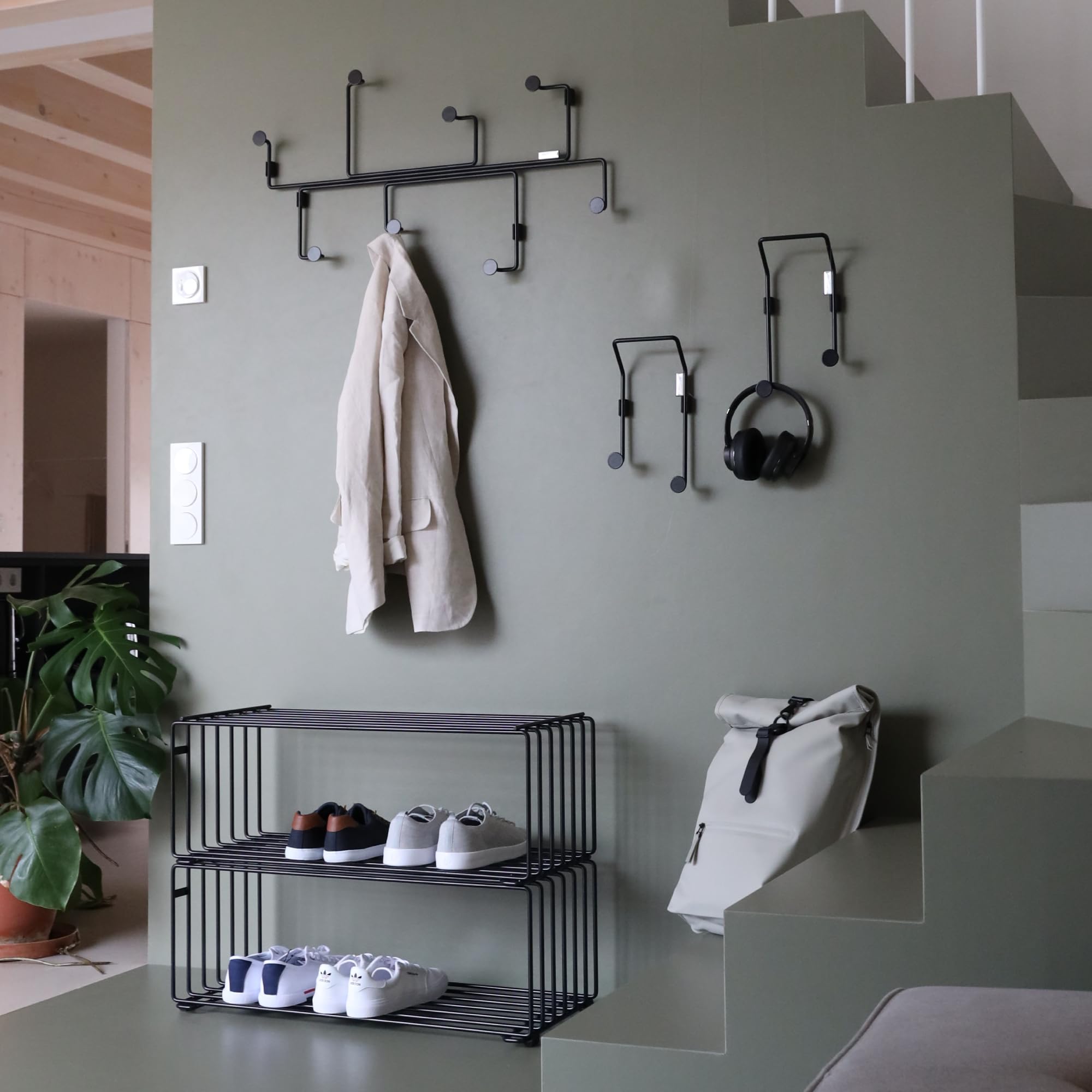 MYWIRE® INN, elegant schoenenrek, metaal, verkeerswit, set van 2, moderne schoenenopslag in elegante look, hoogwaardige schoenenorganizer, stabiel en robuust, geproduceerd in Oostenrijk