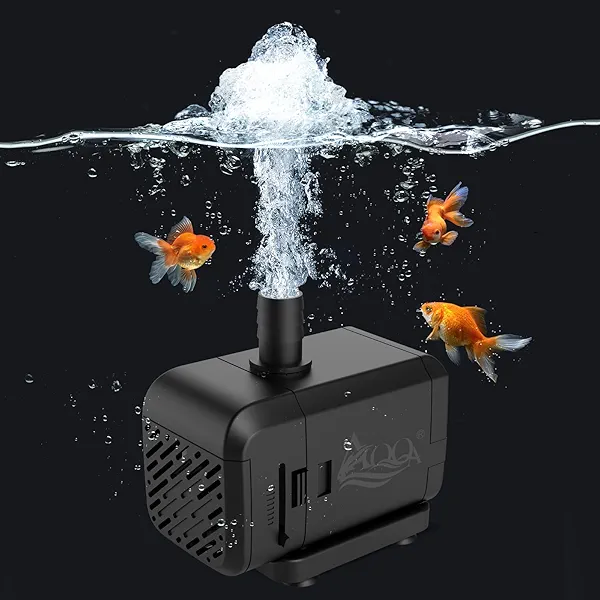AQQA Submersible Aquarium Water Pump, Fountain Pump with Adjustable Flow,Dual-Suction Side/Bottom Intake,Ultra-Quiet Thermal Protection for Freshwater Saltwater Fish Tanks Pond Statuary Hydroponics50W