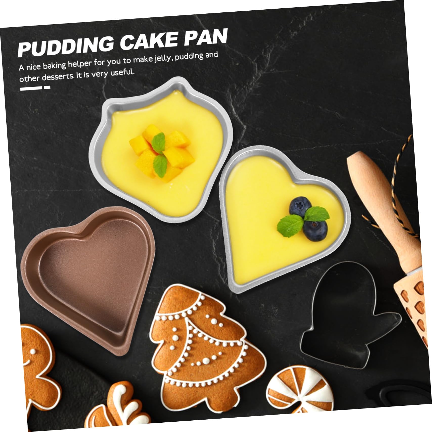 ABOOFAN 5 Set Di Mini Per Dolci A Forma Di Cuore E Fragola Teglia Antiaderente Per Budino 3 Pezzi * 5