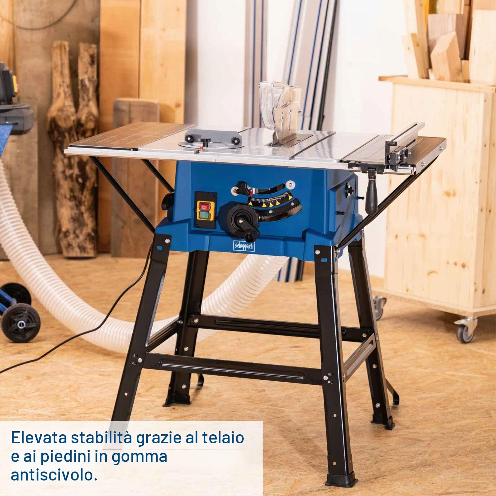 Scheppach Sega circolare da tavolo HS110 | 2000 W | Lama Ø254 mm | Altezza di taglio fino a 87 mm | Allargamenti da tavolo | Viene fornito con protezione lama, guida angolare e guida parallela