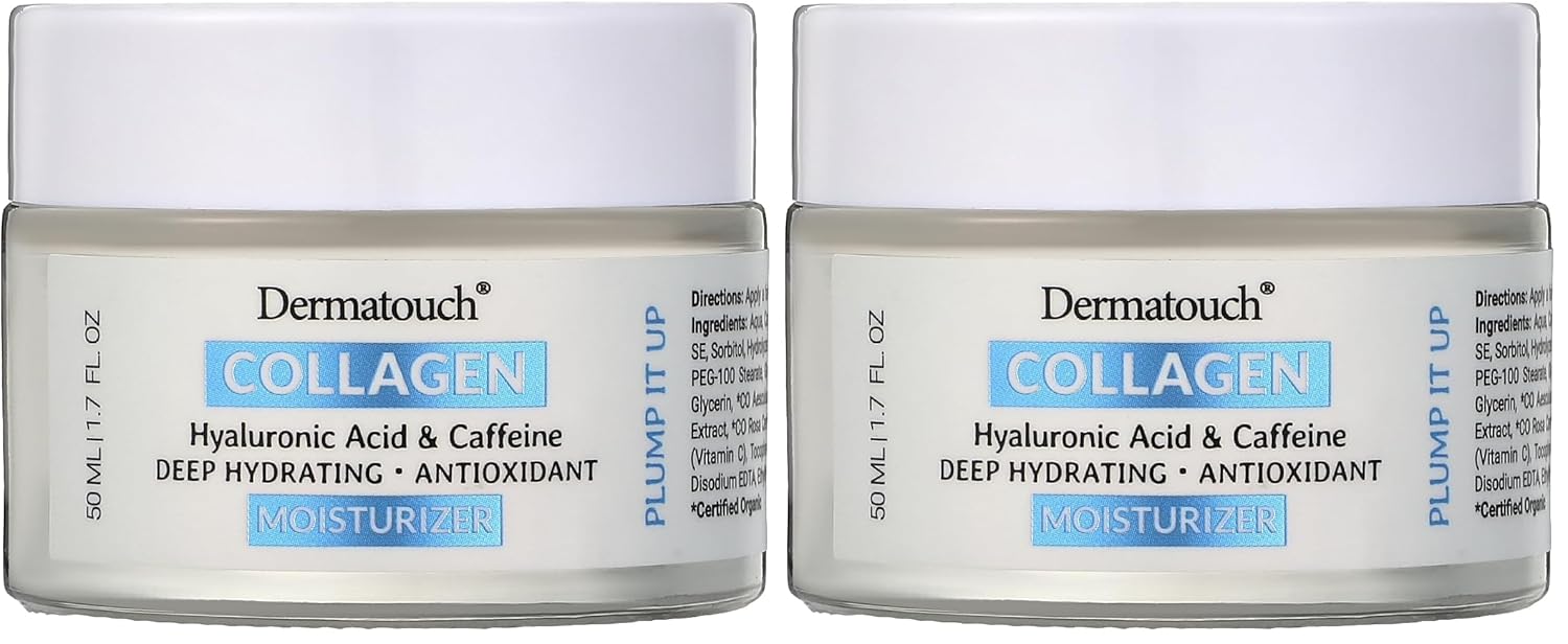 DERMATOUCH Collagen Hyaluronic Acid & Caffeine Moisturizer, 1.75 fl oz (Pack of 2)
