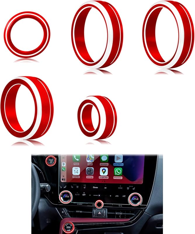 Kit de capas decorativas internas em liga de alumínio HDUFC para Lexus NX, RX, RZ, TX e GX550 – 5 peças vermelhas