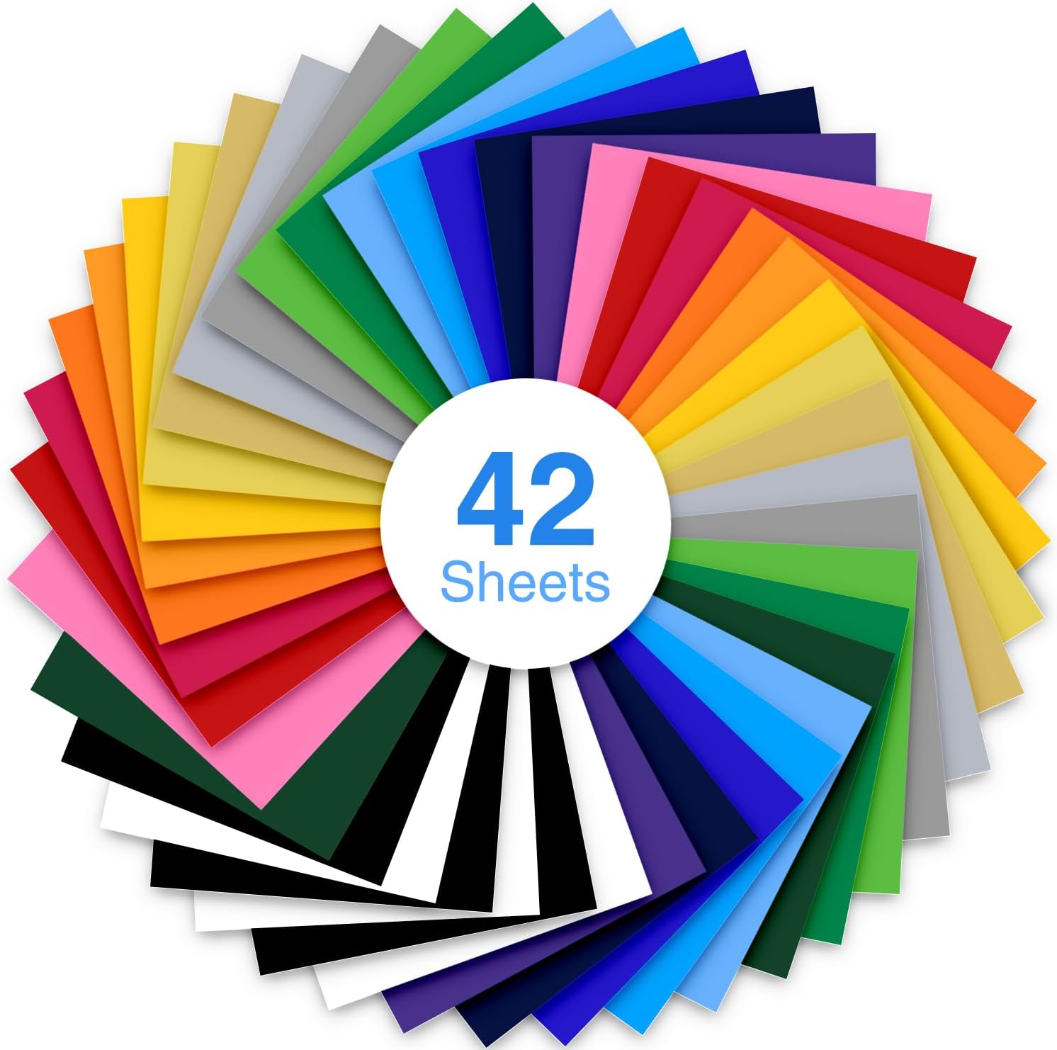 HTV Heat Transfer Vinyl Bundle: Ohuhu 42 Pack 12" x 10" Iron on Vinyls for Fabrics T-Shirts Clothes Hats Craft DIY, 20 Assorted Colors, Heat Vinyl for Cricut Silhouette Cameo or Heat Press Machine