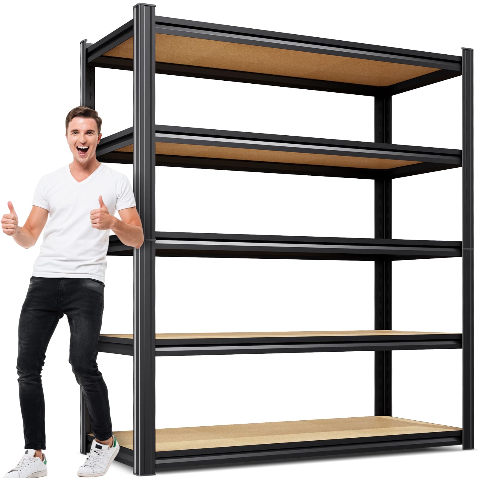 78" H x 46" W x 20" D Garage Shelving for Large Storage Organization, 5-Tier Adjustable Metal Storage Rack for Tools, Storage Bins &amp; Bulk Items, Utility Shelf for Garage,Pantry &amp; Workshop