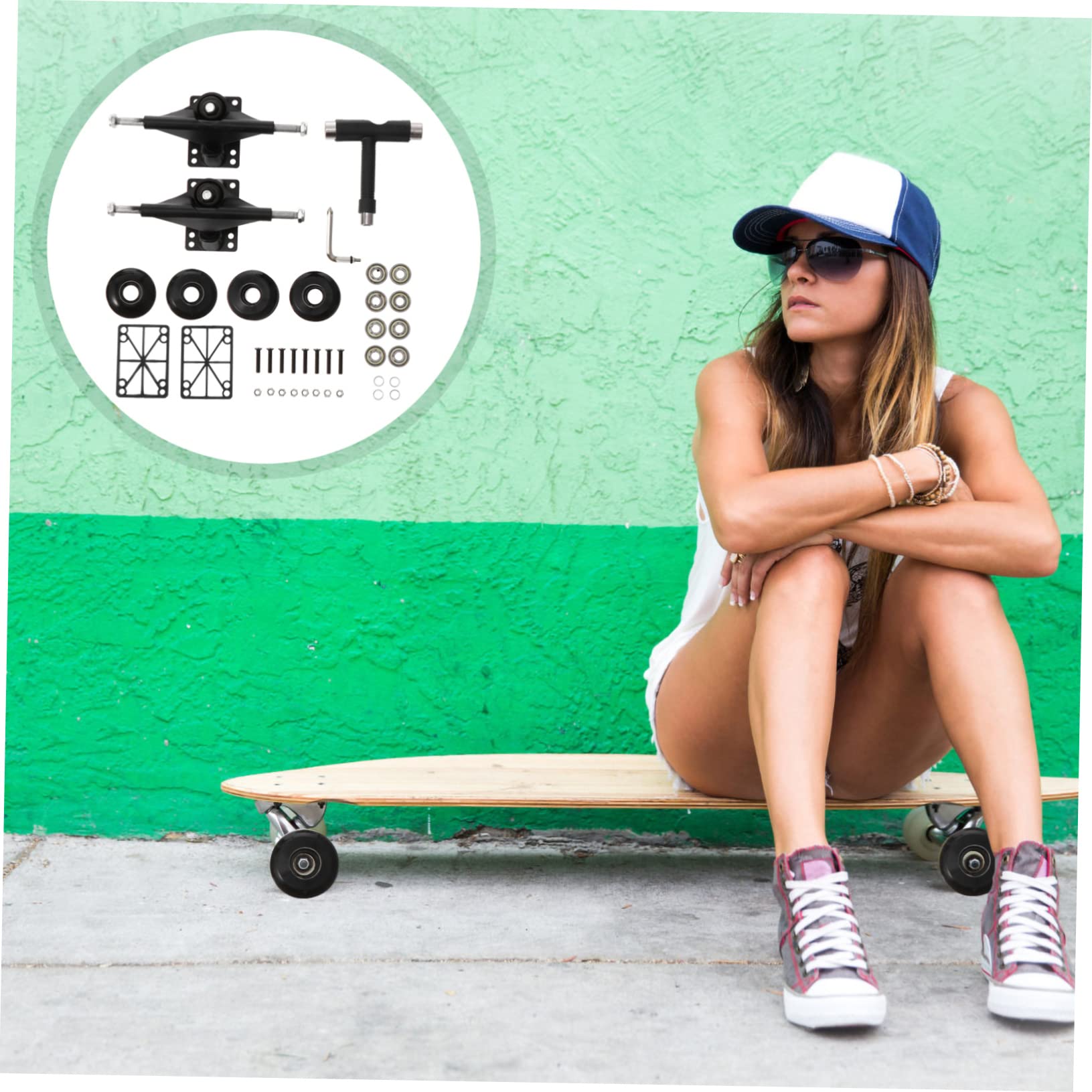 UPKOCH Kit de Pont de Skateboard Double Tilt, Ensemble Complet Noir