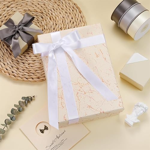 Miniatura 4 de Cinta de satén negra de 1 pulgada, cinta de satén para envolver regalo, paquete de 6 cintas coloridas, cinta blanca para envolver regalos,