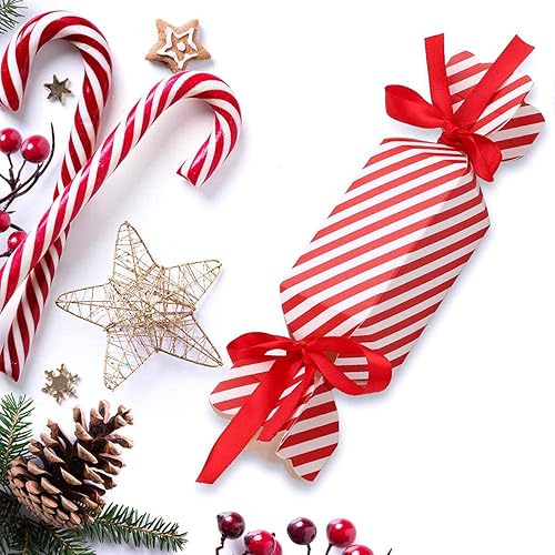 Miniatura 4 de DARENYI 50 cajas de dulces de Navidad, cajas vacías para dulces con cinta roja pequeñas cajas de dulces para dulces, chocolate, cajas de regalo de