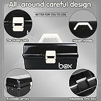Vista 3 de Caja de almacenamiento multipropósito de tres capas de 12 pulgadas, caja de herramientas plegable, estuche para manualidades y artes, organizador
