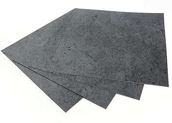 ROSEROSA Peel and Stick Engineered PVC Tiles Stone Concrete Pattern Durable Vinyl Flooring (ECK-205 : Square 4 Tiles)