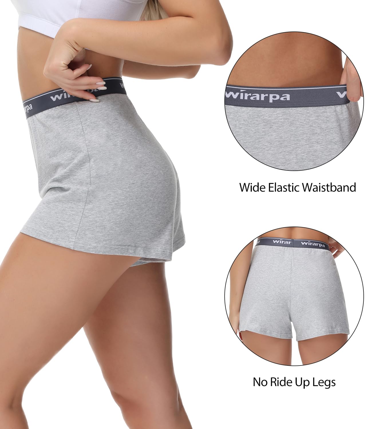 wirarpa Damskie bawełniane spodenki do spania Comfywear Lounge piżamy szorty 3-pak